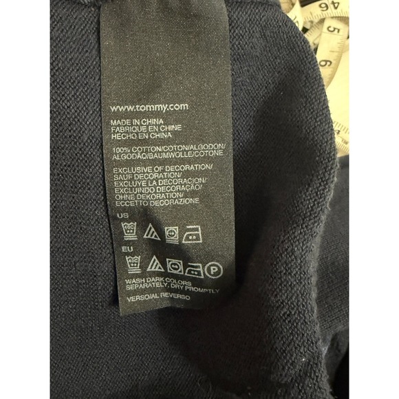 Tommy Hilfiger Mens Argyle V Neck Sweater Navy Blue Light Blue Grey XL - Picture 6 of 10